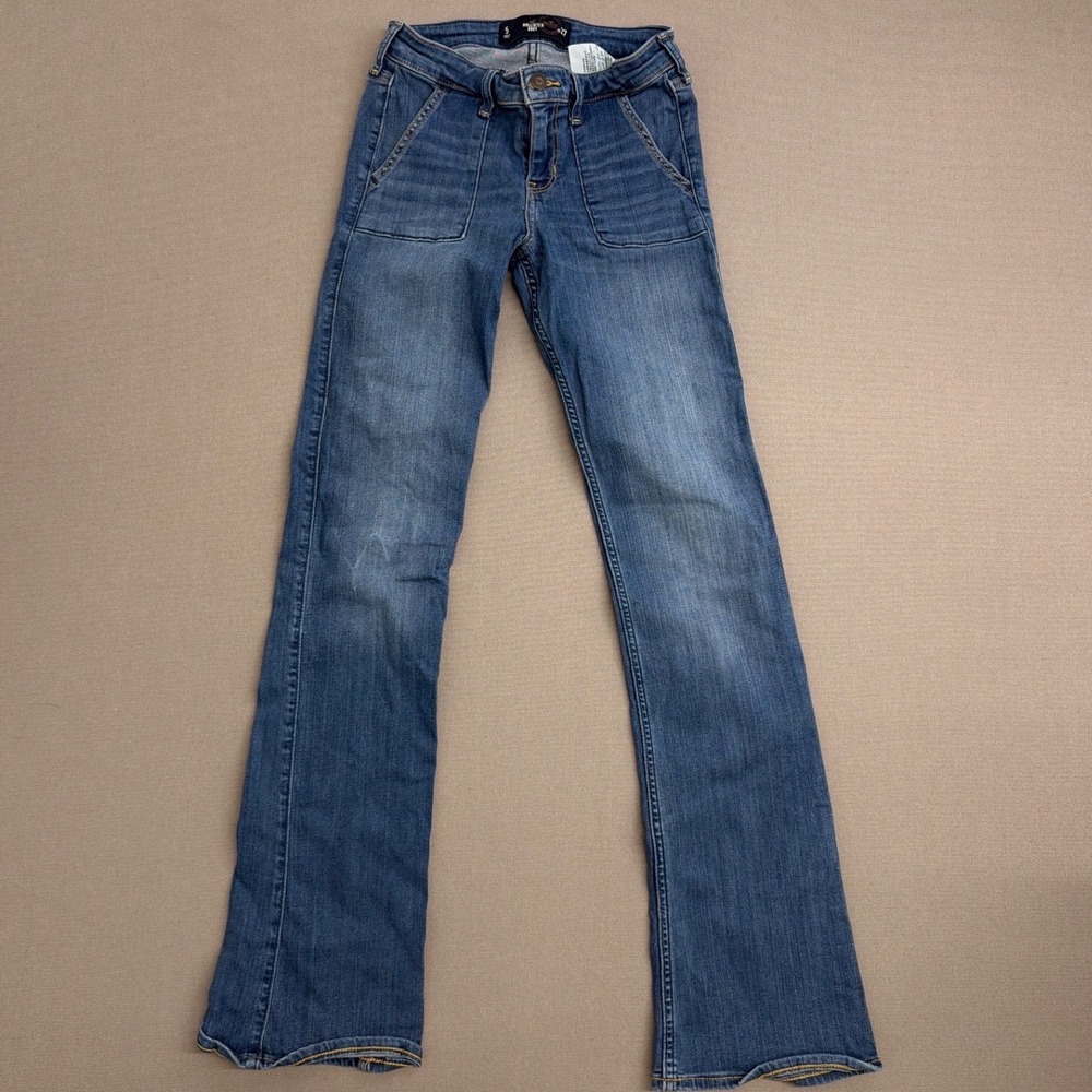 Hollister Bootcut Jeans Womens 5 W27 Medium Wash Low Rise Front Patch Pockets